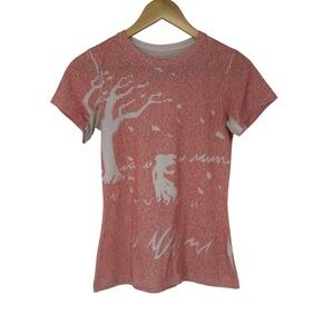 Litographs Wuthering Heights Book Text Graphic T-Shirt Orange White Womens Small